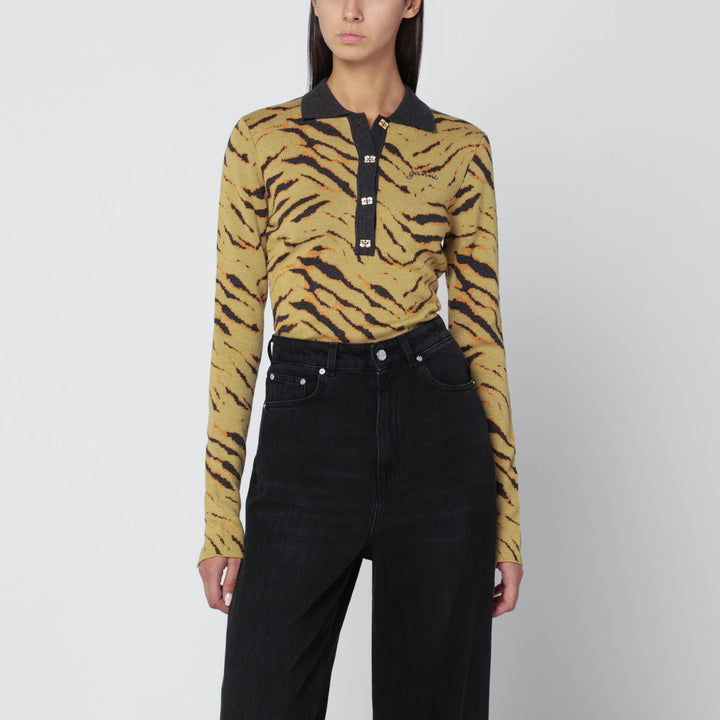 GANNI zebra-print polo