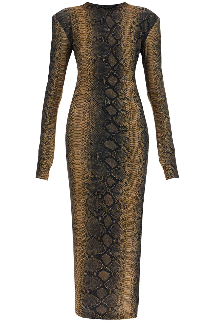 Norma Kamali slim fit long python effect dress