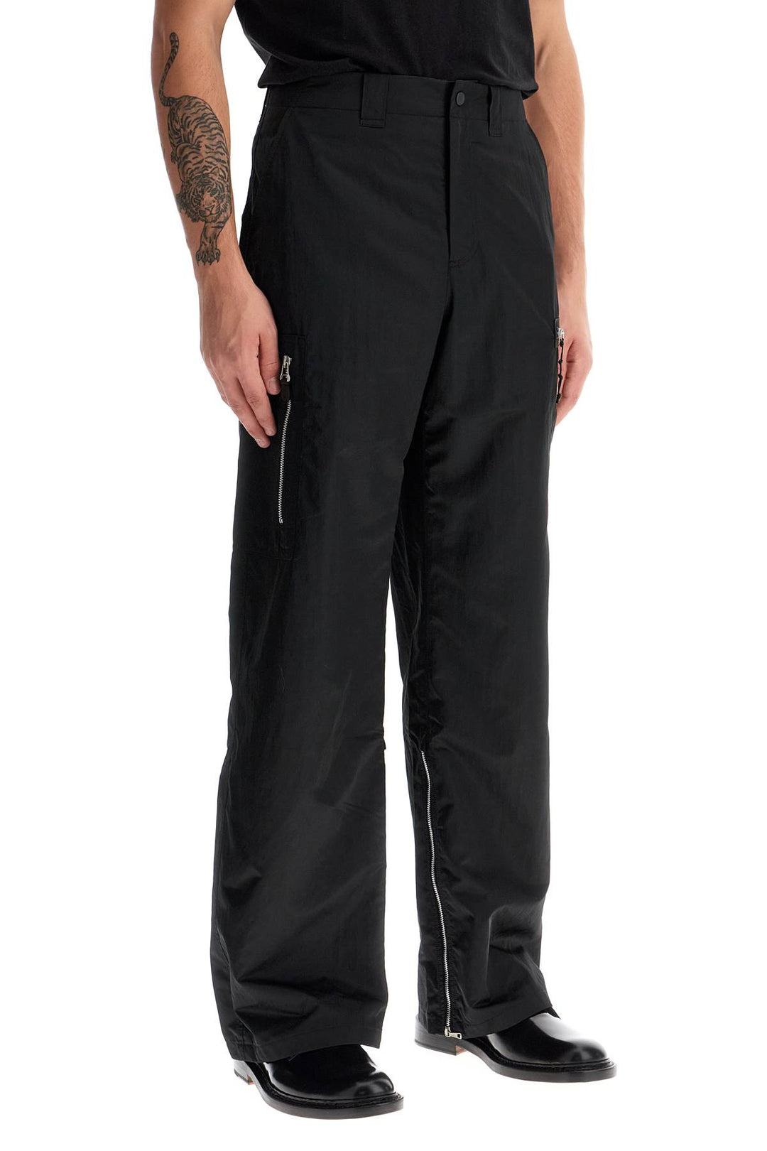 OUR LEGACY tactical cargo pants in technical satin fabric