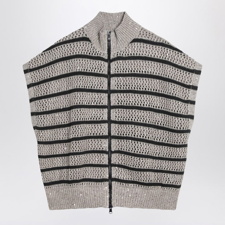 Brunello Cucinelli Striped mesh vest