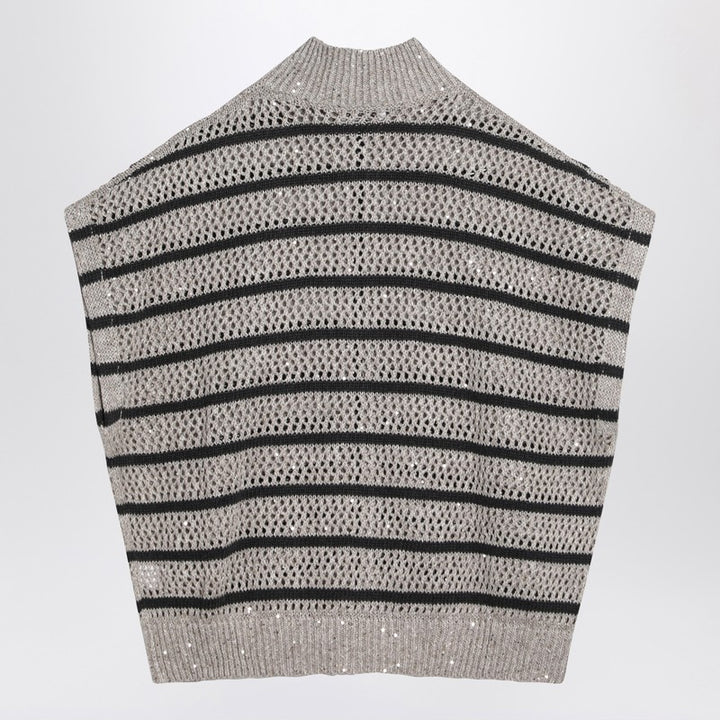 Brunello Cucinelli Striped mesh vest