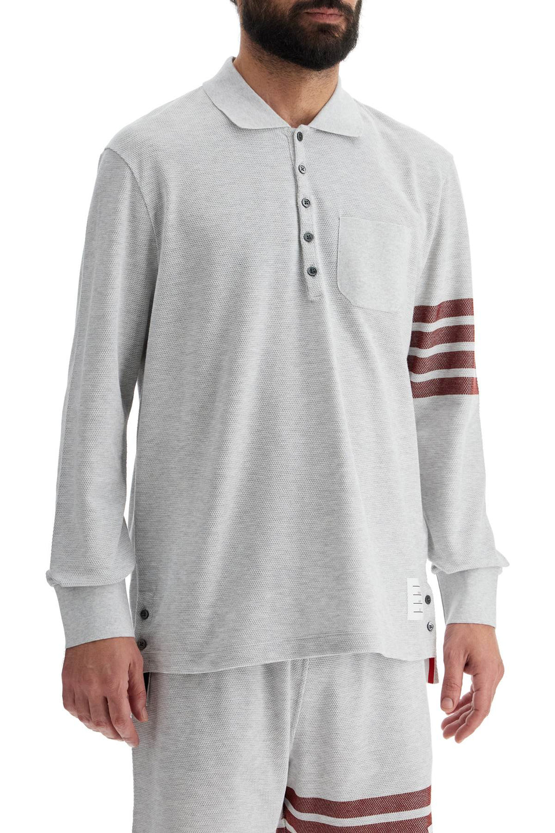 Thom Browne long-sleeved 4-bar polo shirt