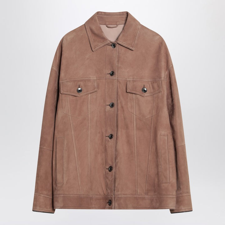 Brunello Cucinelli leather overshirt jacket