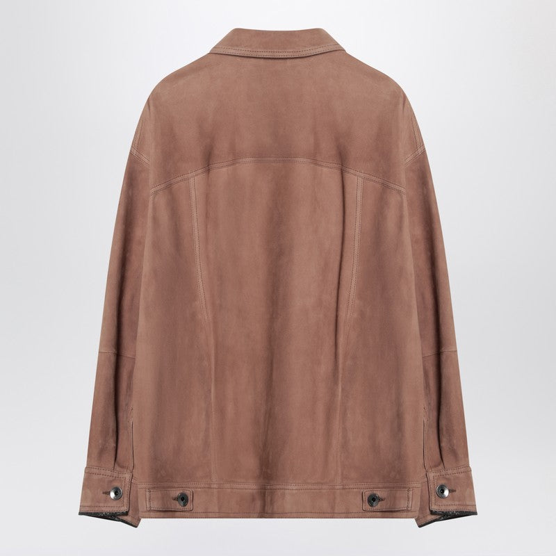 Brunello Cucinelli leather overshirt jacket