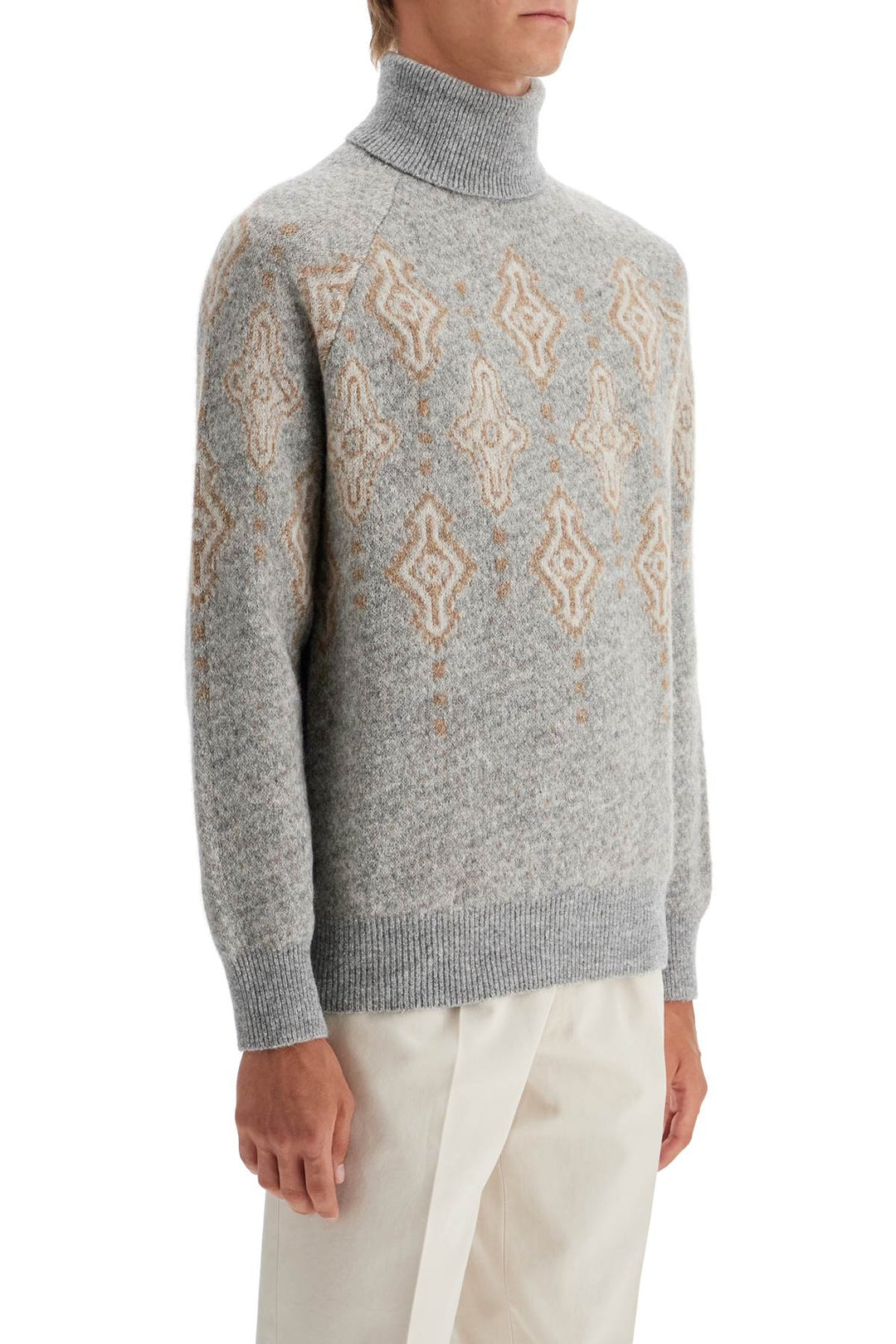 Brunello Cucinelli geometric jacquard turtleneck sweater