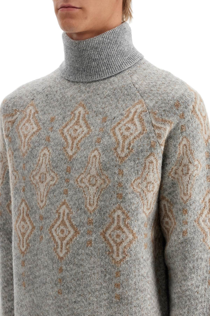 Brunello Cucinelli geometric jacquard turtleneck sweater