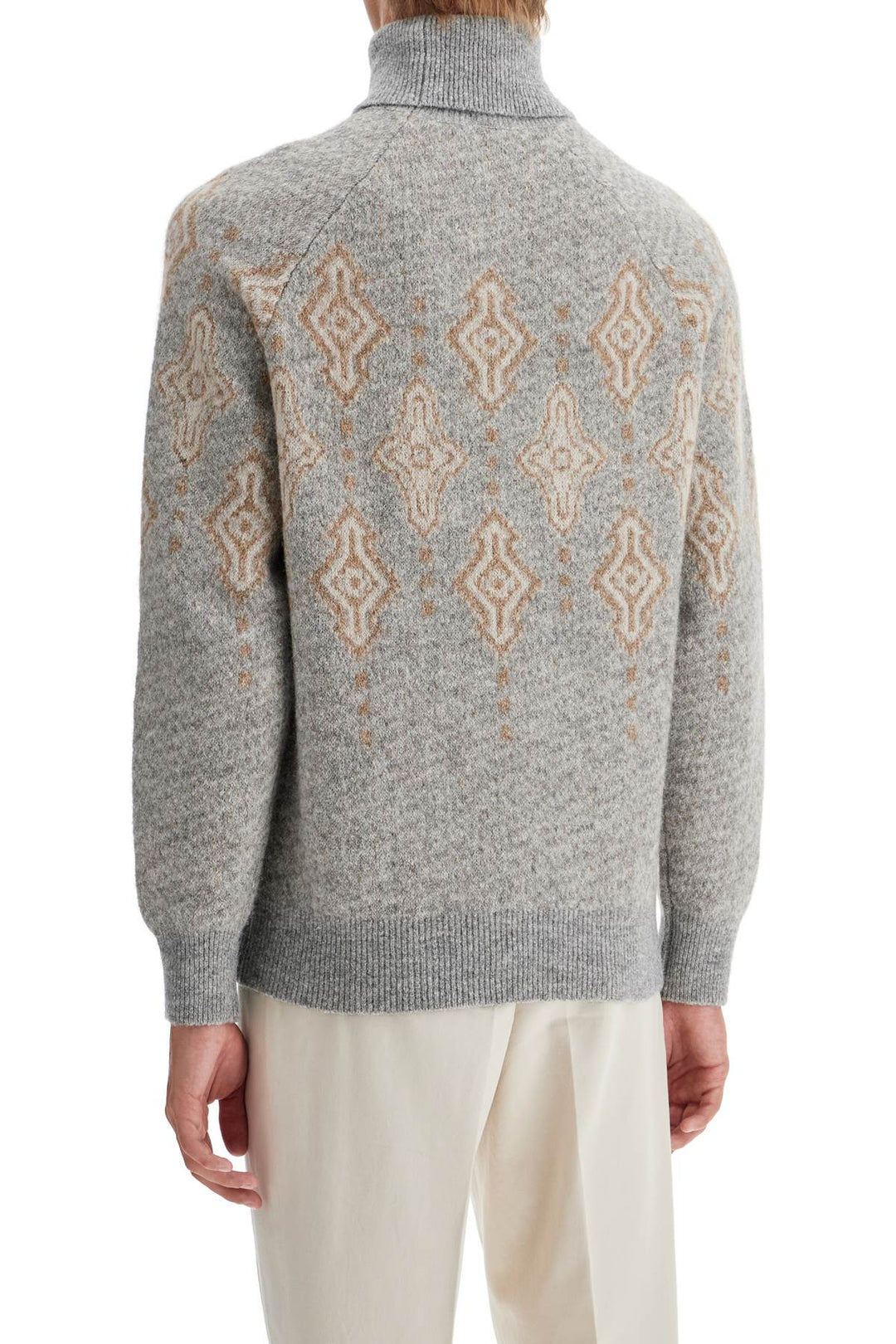 Brunello Cucinelli geometric jacquard turtleneck sweater