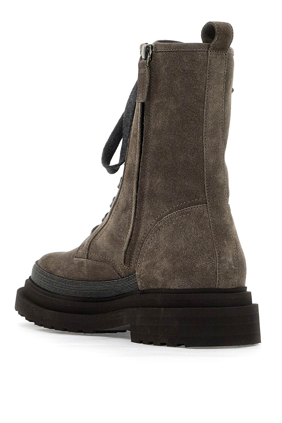 Brunello Cucinelli suede boots with decorative buckle