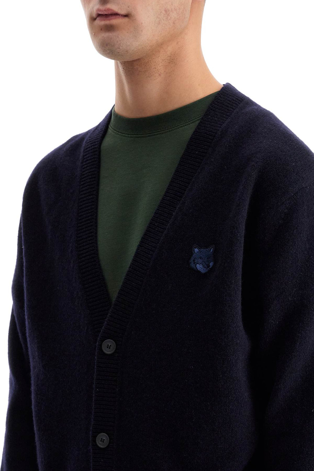 Maison Kitsune "bold fox head wool cardigan"