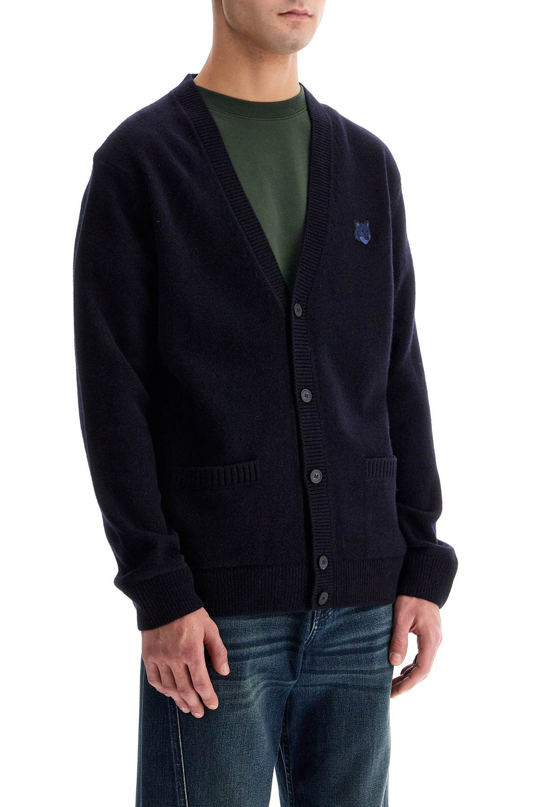 Maison Kitsune "bold fox head wool cardigan"