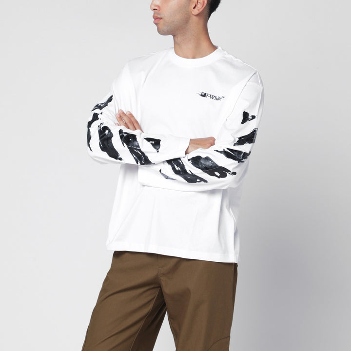 Off White long-sleeved T-shirt with logo
