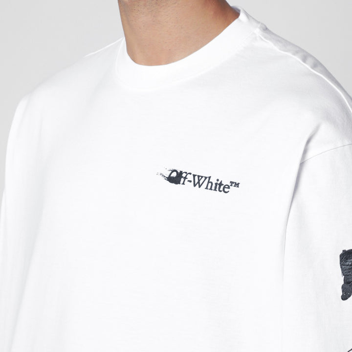 Off White long-sleeved T-shirt with logo