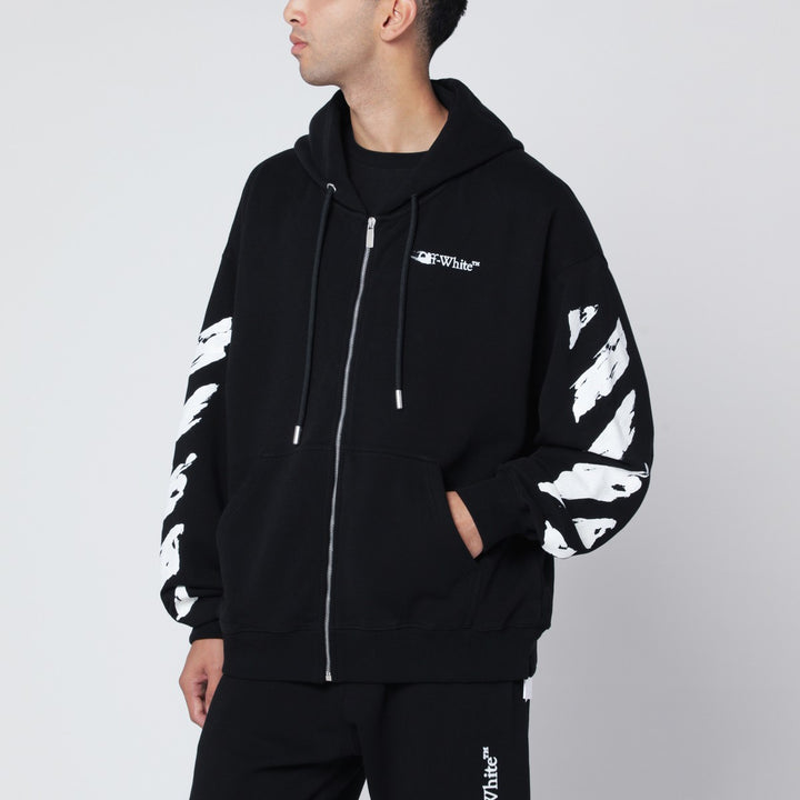 Off White zip-up hoodie with logo print
