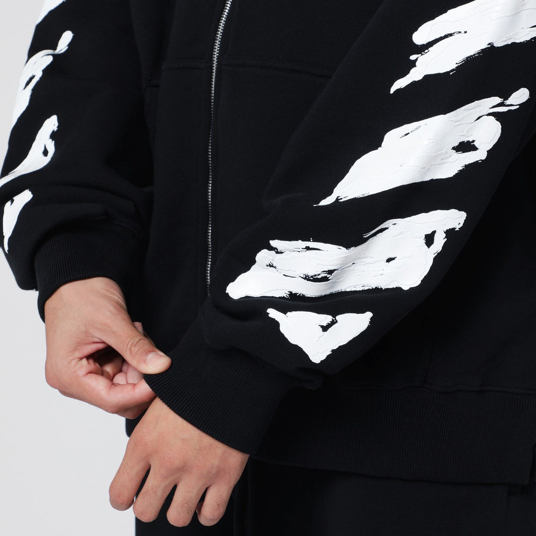 Off White zip-up hoodie with logo print