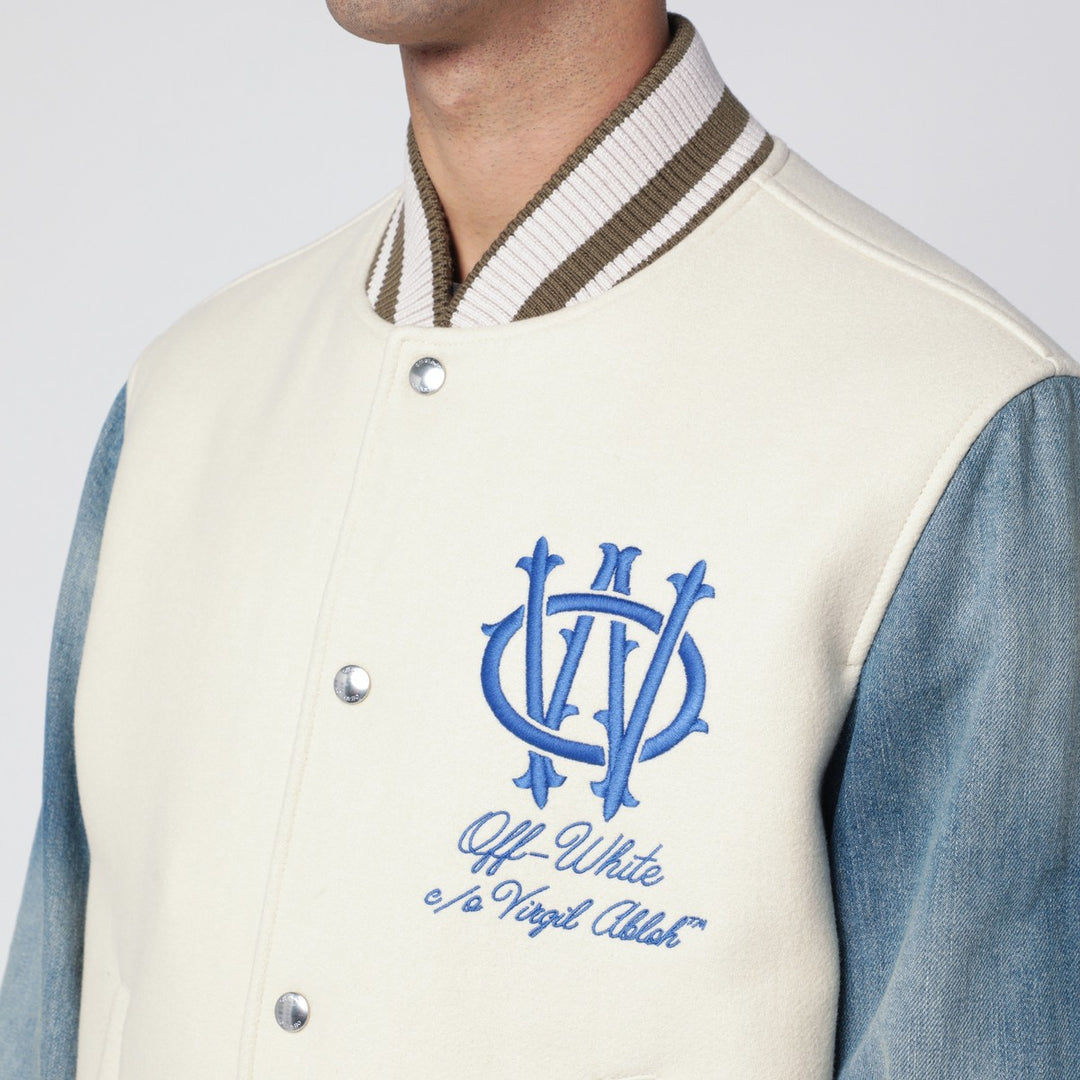 Off White bomber jacket with denim sleeves