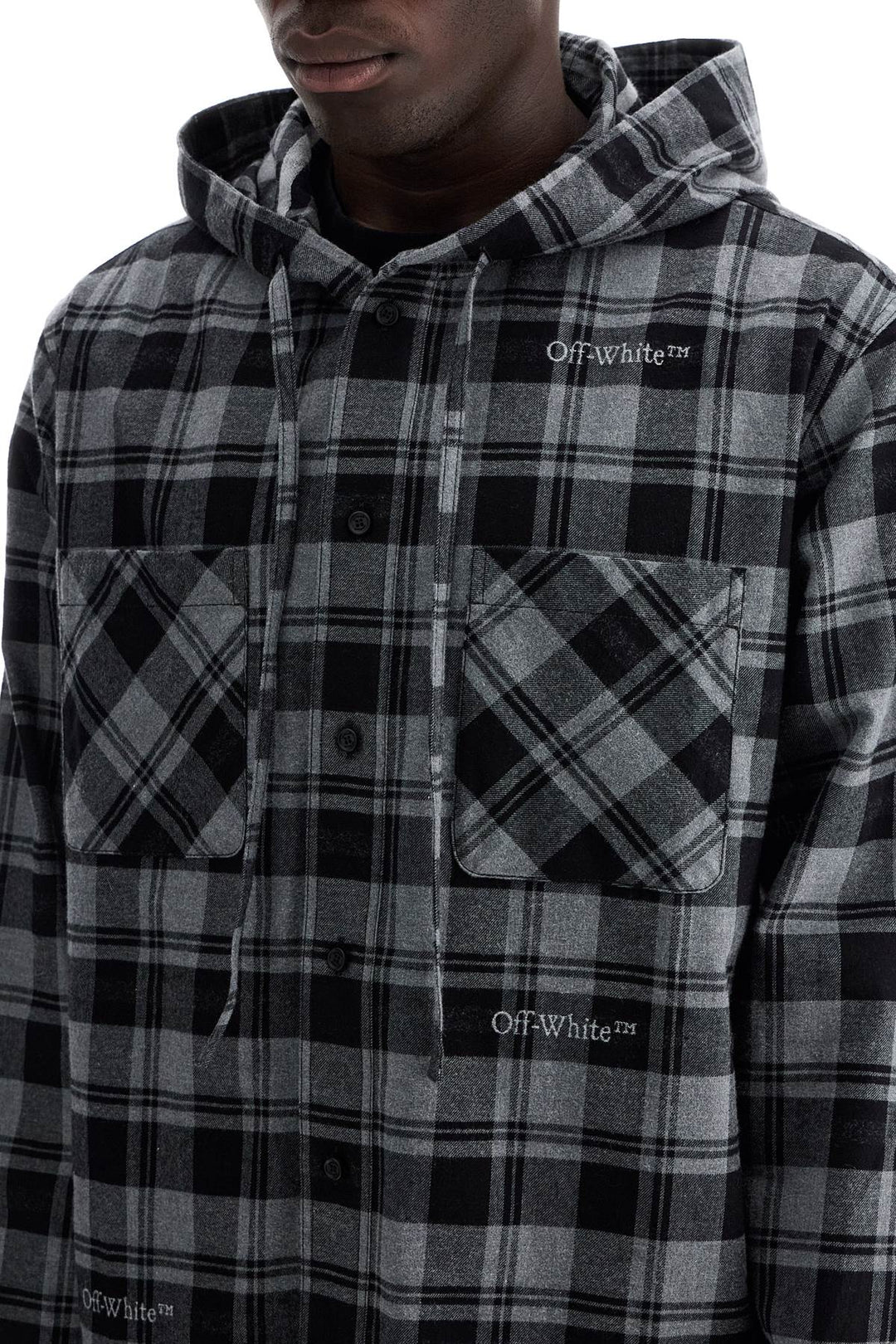 Off-White checked overshirt with hood