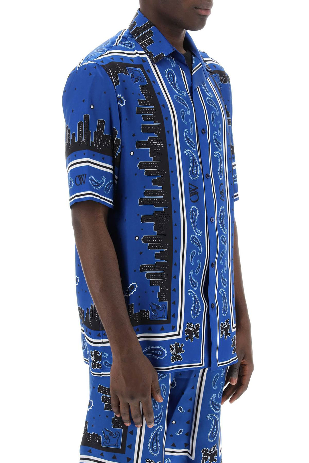 Off-White skyline paisley bowling shirt with pattern