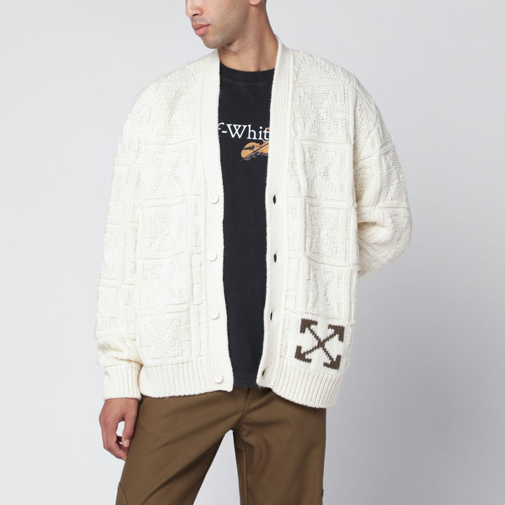 Off White cardigan with Arrow motif intarsia