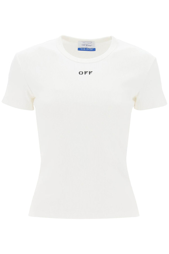 Off-White ribbed t-shirt with off embroidery