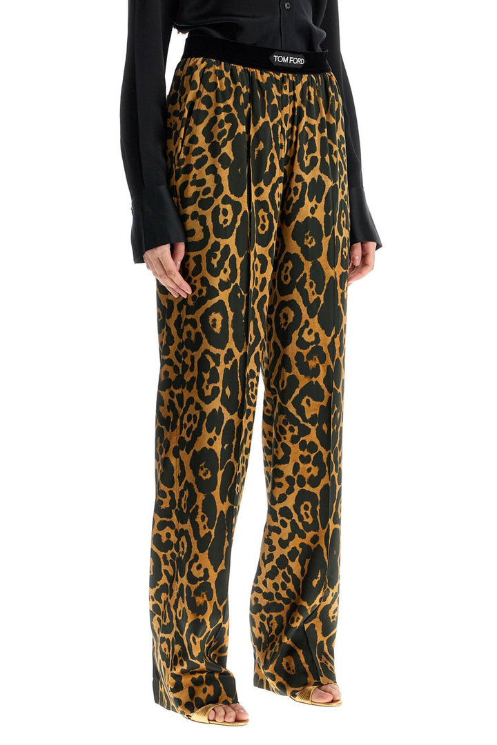 Tom Ford wide leg leopard print silk pants