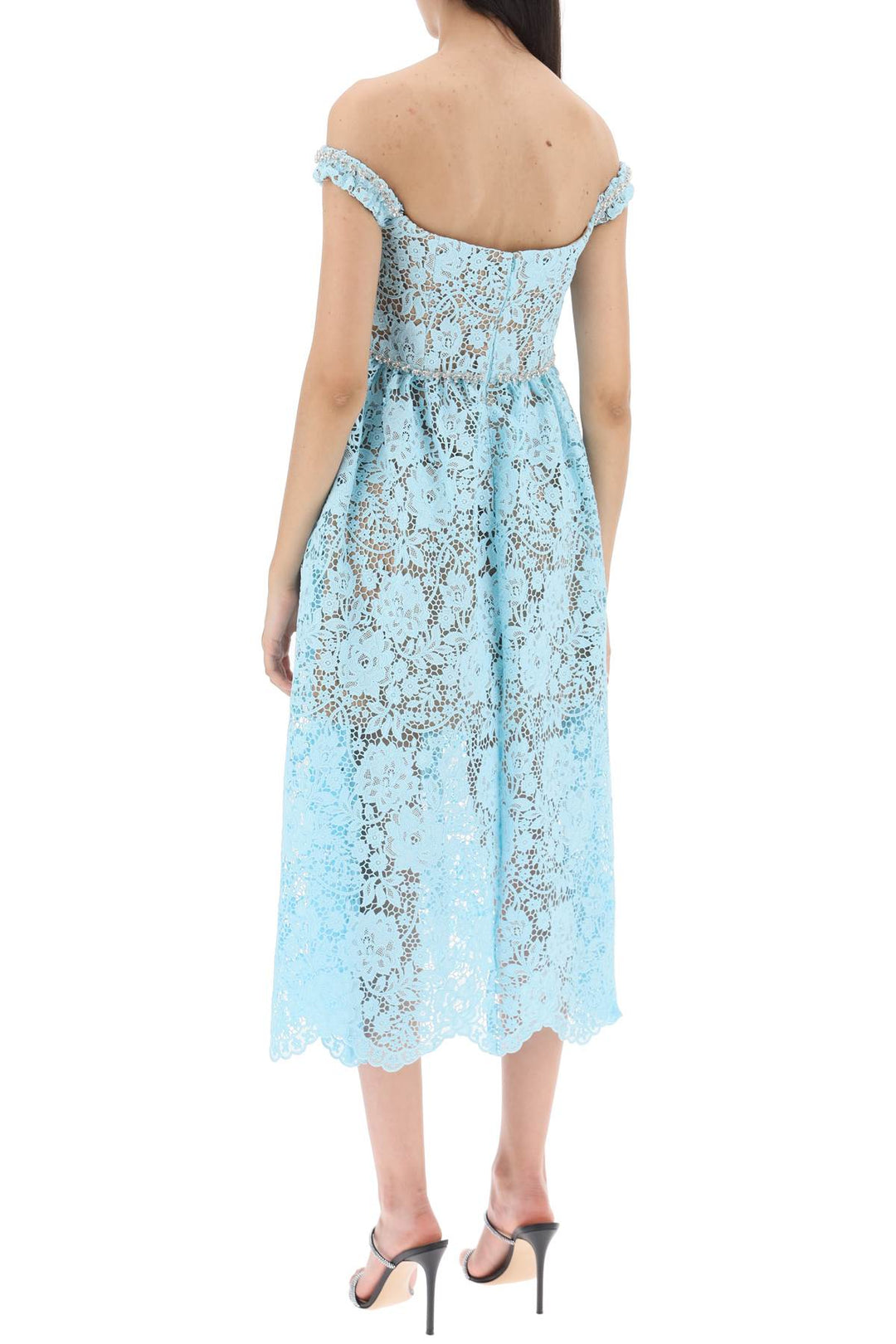 Self Portrait midi lace & crystals dress