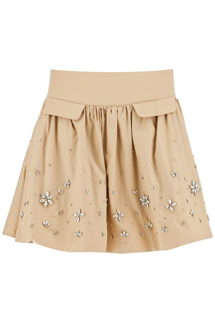 Self-Portrait Spoplin mini skirt with crystals