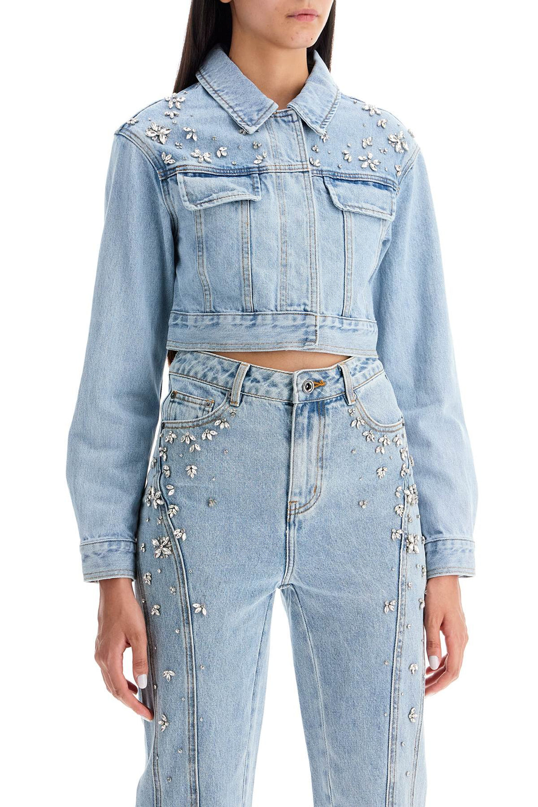 Self Portrait cropped denim jacket