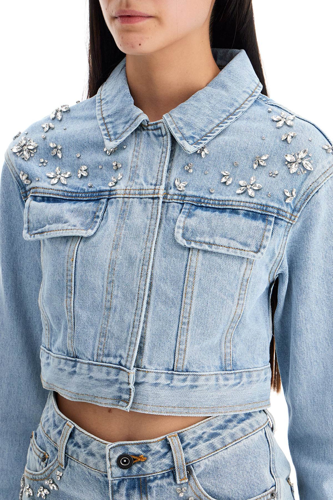 Self Portrait cropped denim jacket