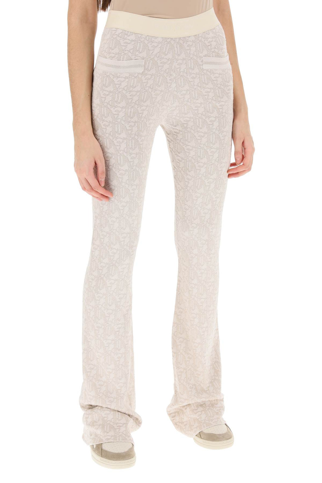 Palm Angels monogram pants in lurex knit