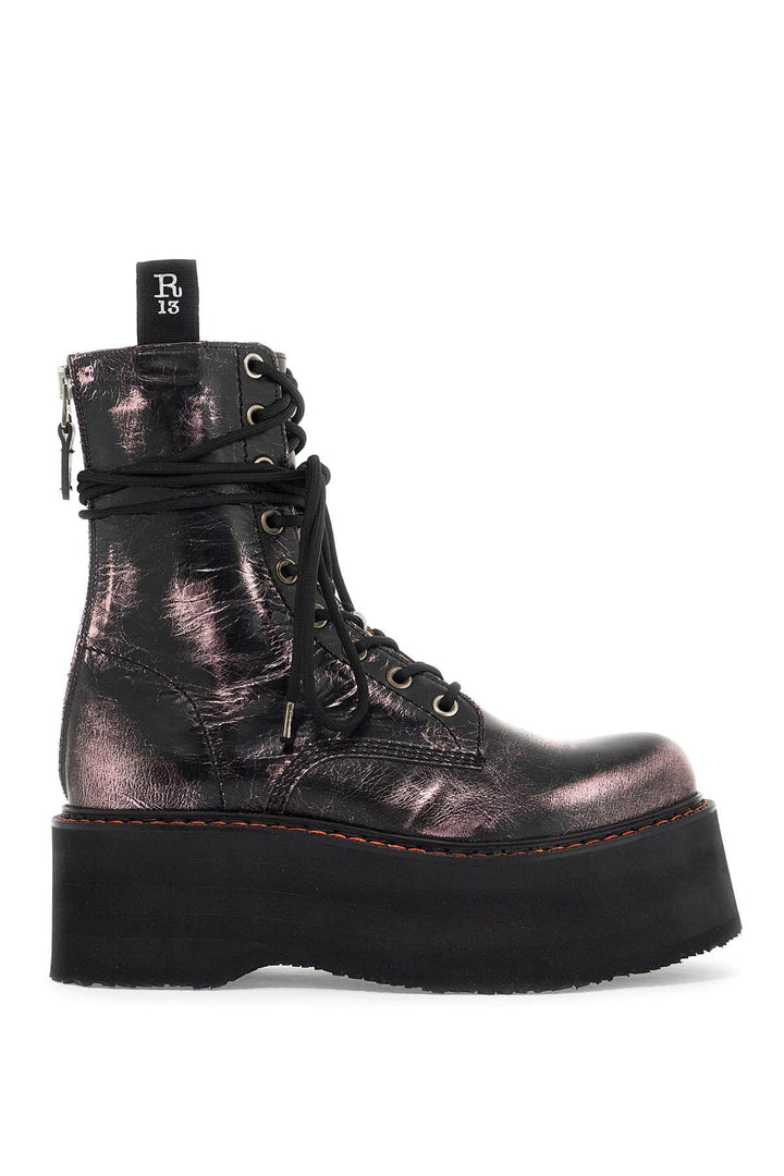 R13 'double stack laminated leather ankle boots