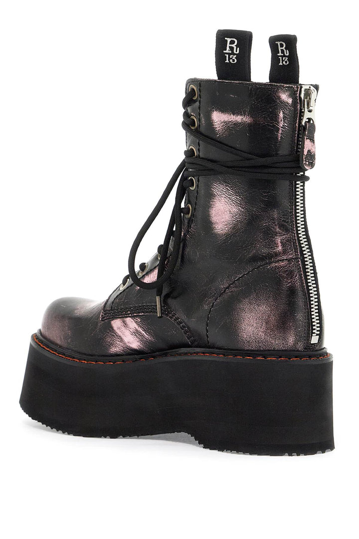 R13 'double stack laminated leather ankle boots