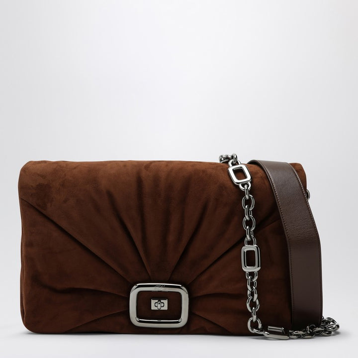ROGER VIVIER suede Viv Choc leather shoulder bag