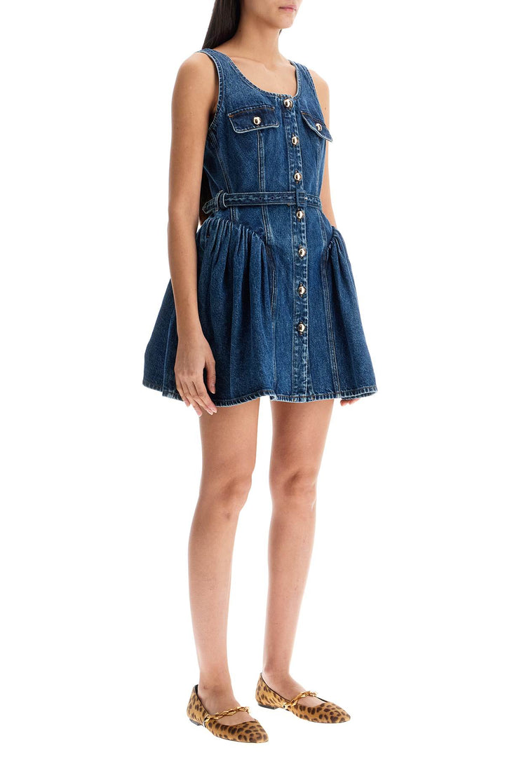 Self-Portrait flared denim mini dress