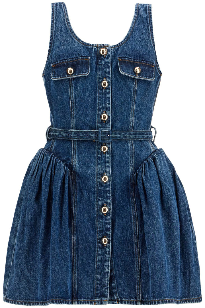 Self-Portrait flared denim mini dress