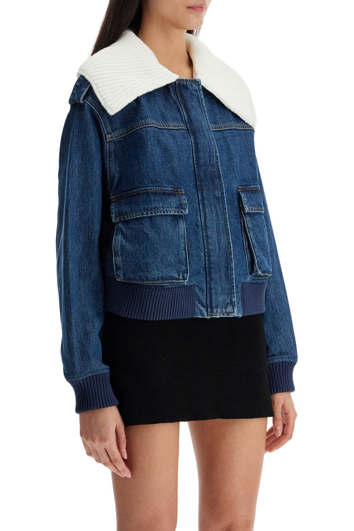 Self Portrait denim bomber jacket