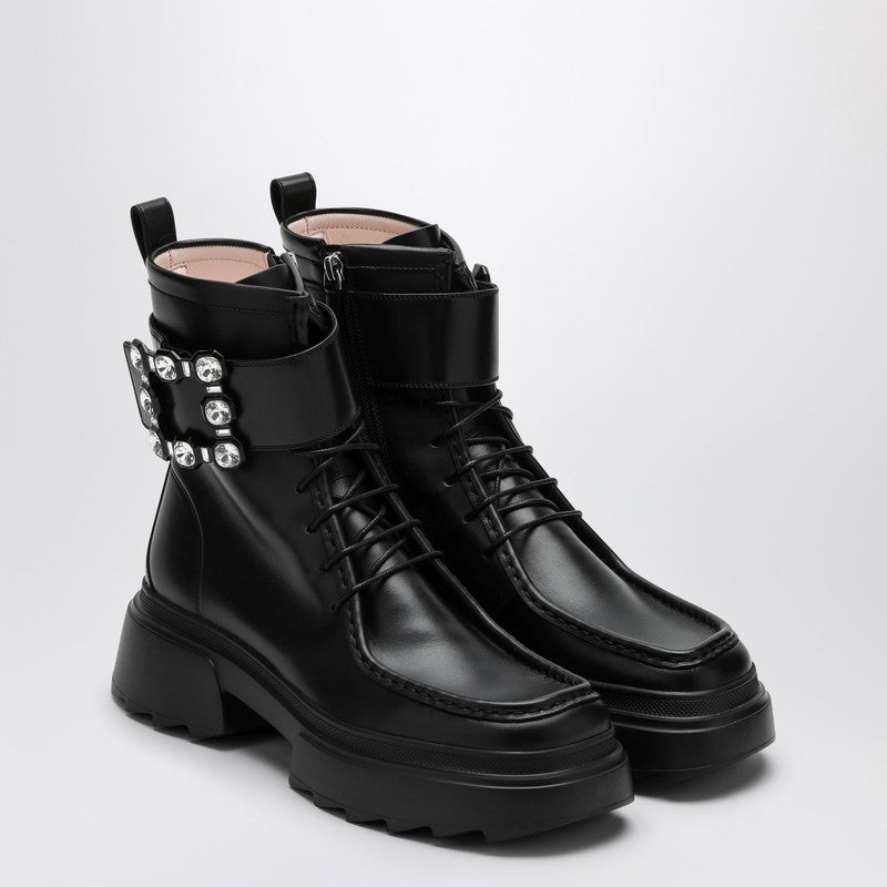 ROGER VIVIER leather lace-up boots