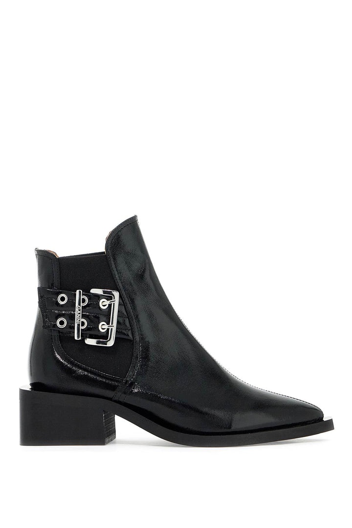 Ganni chelsea chunky buckle ankle boots