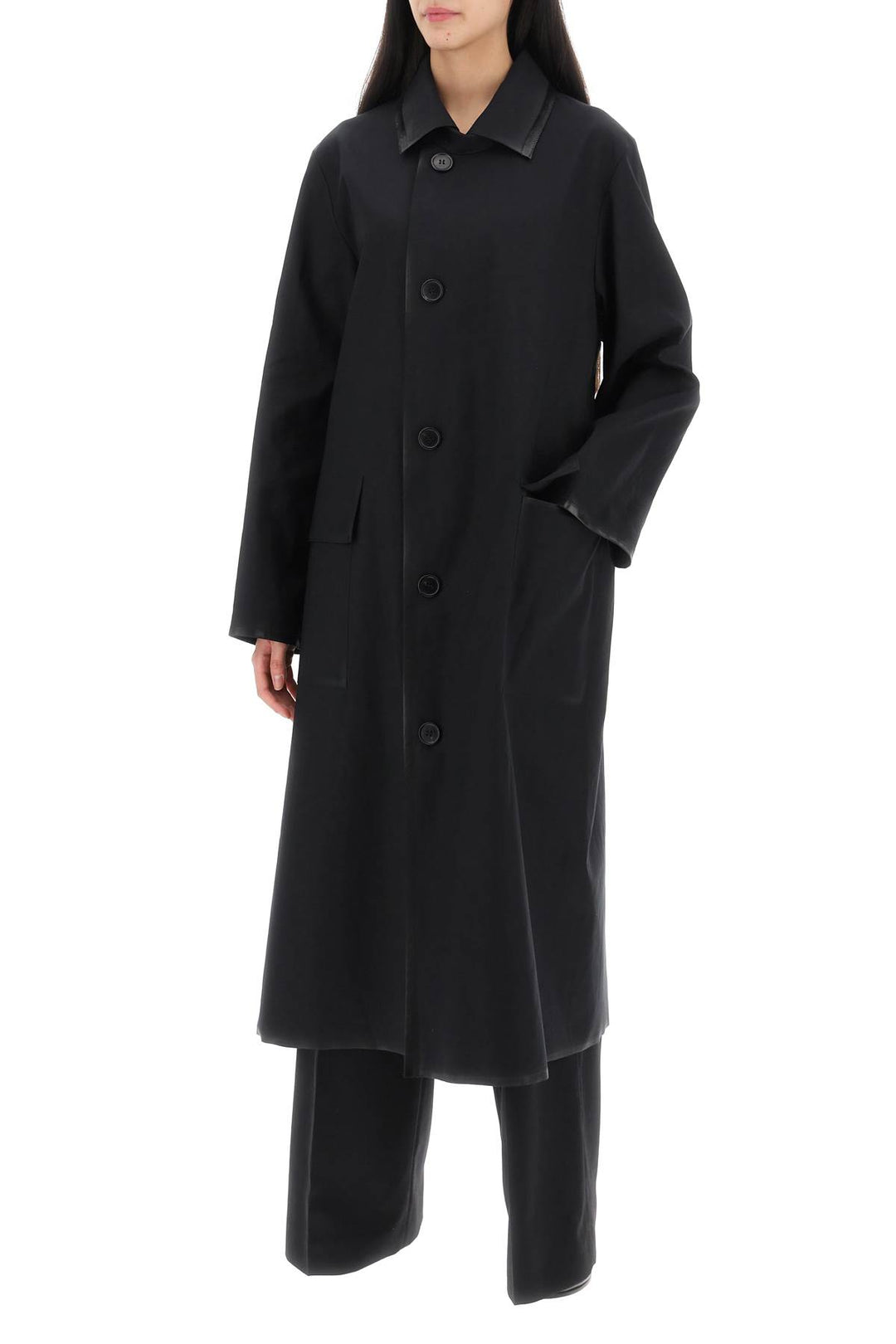 Maison Margiela cotton coat with laminated trim details