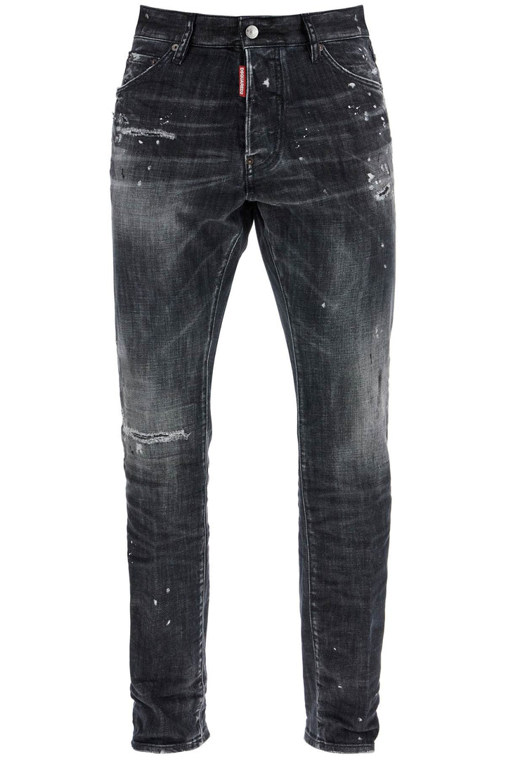 Dsquared2 black cotton jeans with paint splatters