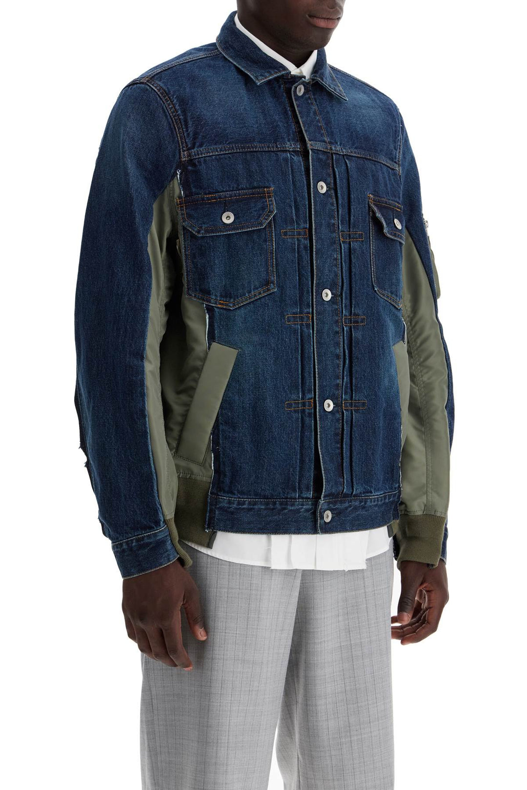 Sacai denim and nylon jacket