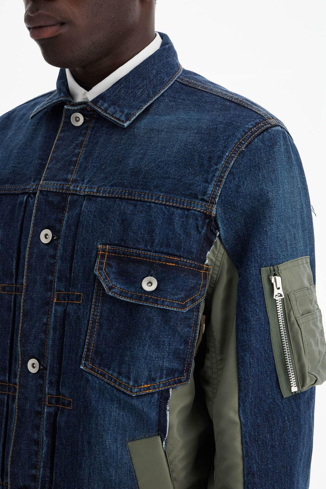 Sacai denim and nylon jacket