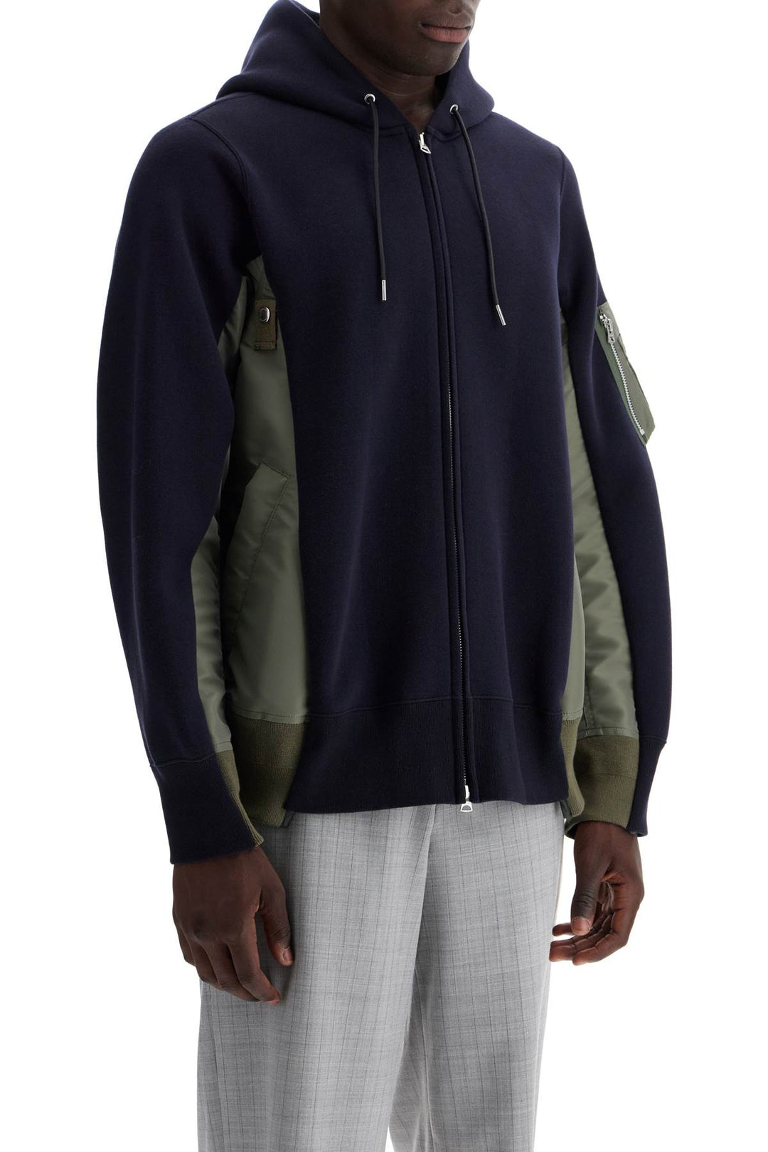 Sacai layered effect sweatshirt style bomber