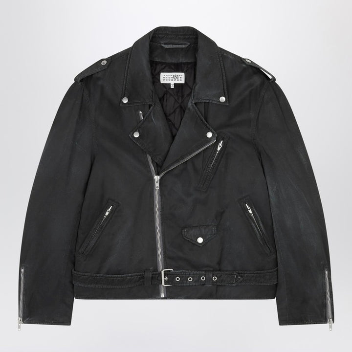 MM6 Maison Margiela washed-effect biker jacket