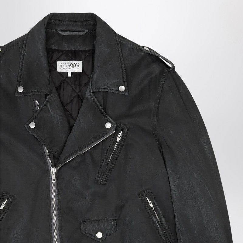 MM6 Maison Margiela washed-effect biker jacket