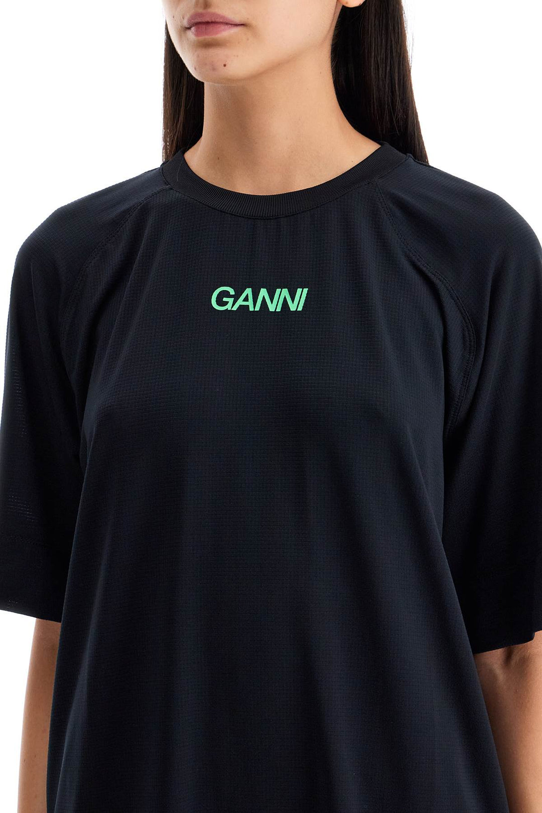 Ganni sporty mesh t-shirt for