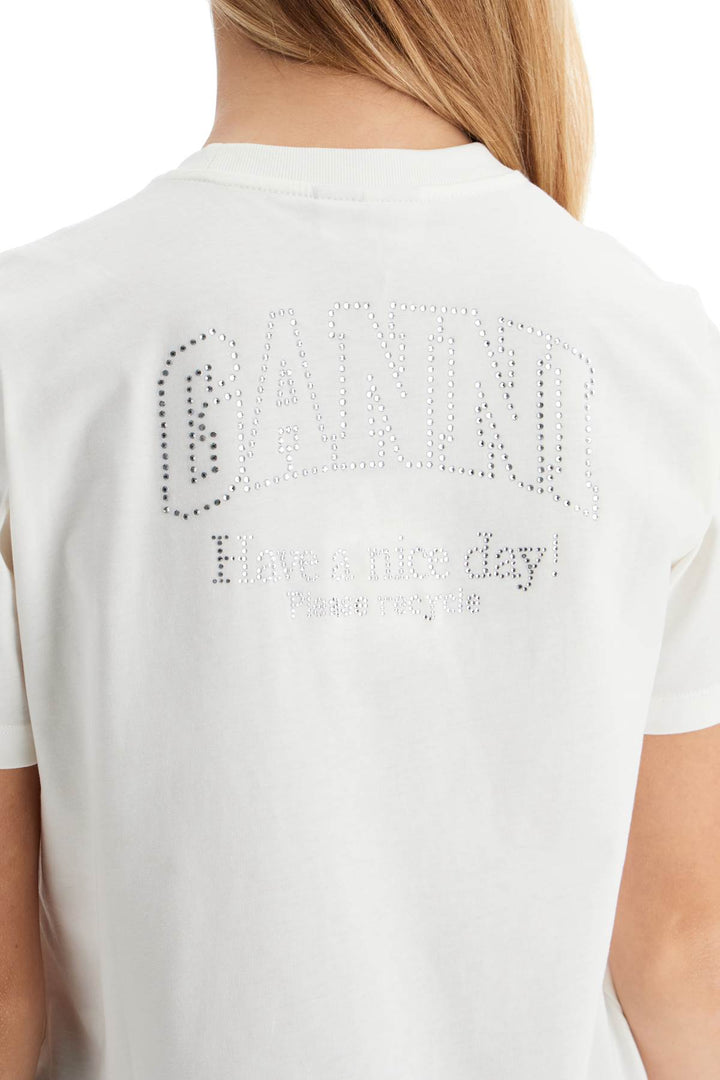 Ganni logo rhinestone t-shirt