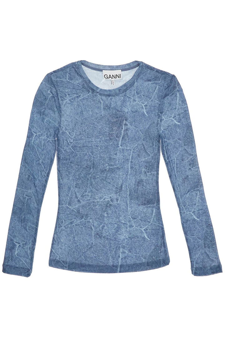 Ganni long-sleeved denim effect top