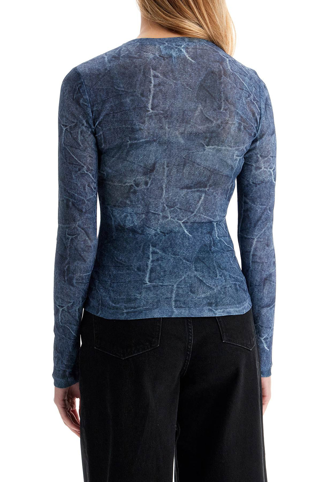 Ganni long-sleeved denim effect top