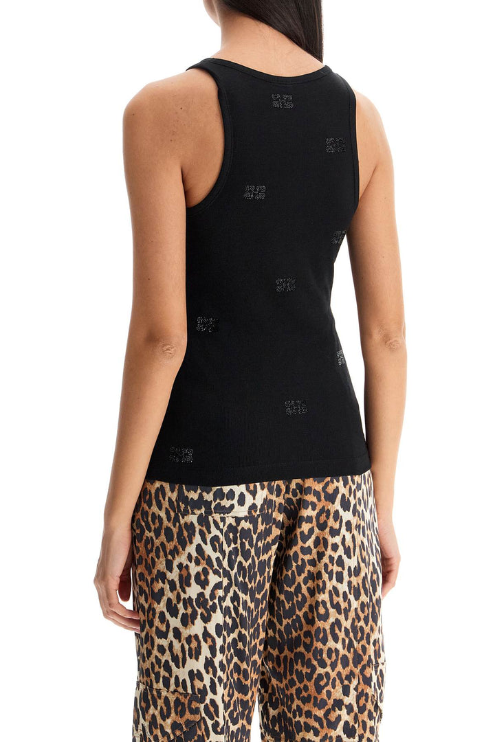 Ganni tank top with rhinestone logo