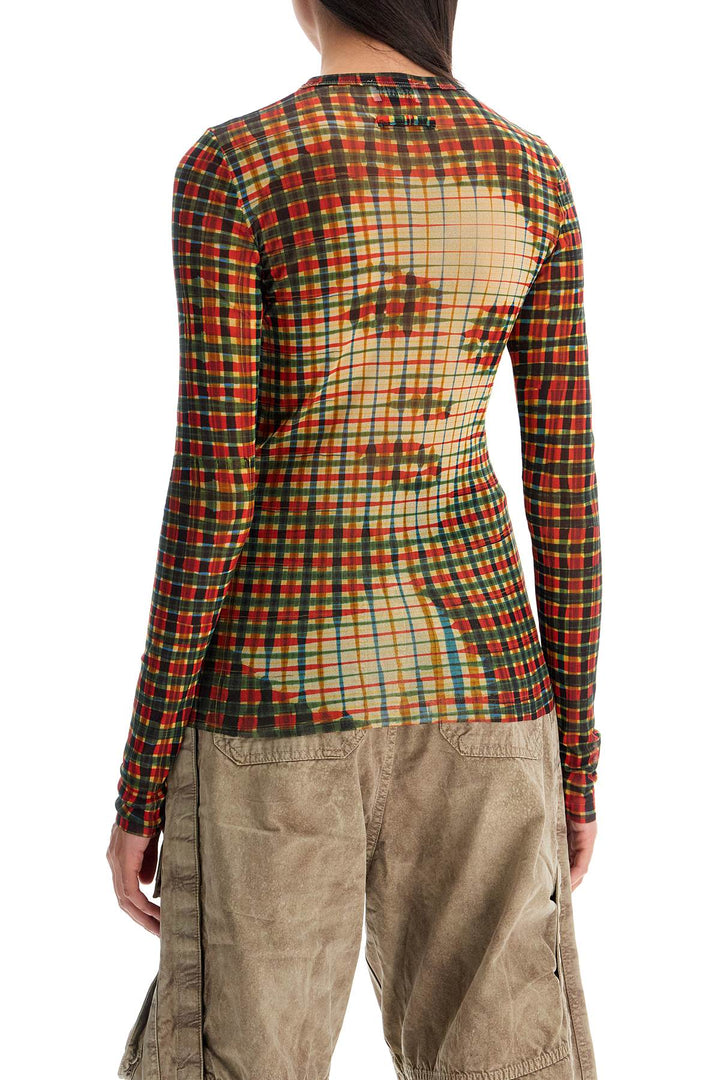 JEAN PAUL GAULTIER mesh tartan face top with unique